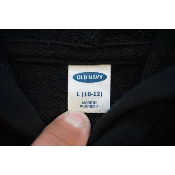 Old Navy Girls Leopard Bear Hoodie Black Cropped Pullover - Size L (10/12) - Picture 6 of 6